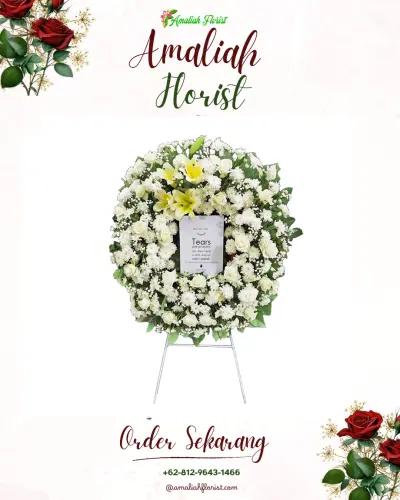 Krans Bunga Duka Cita di Rumah Duka Klandasan